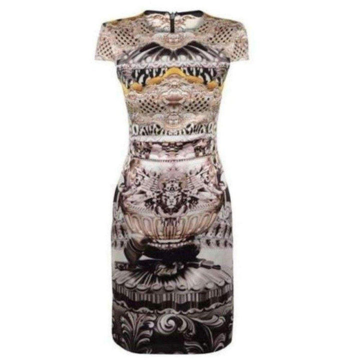 Mary Katrantzou-Ebony Scroll Print Silk Dress - Runway Catalog