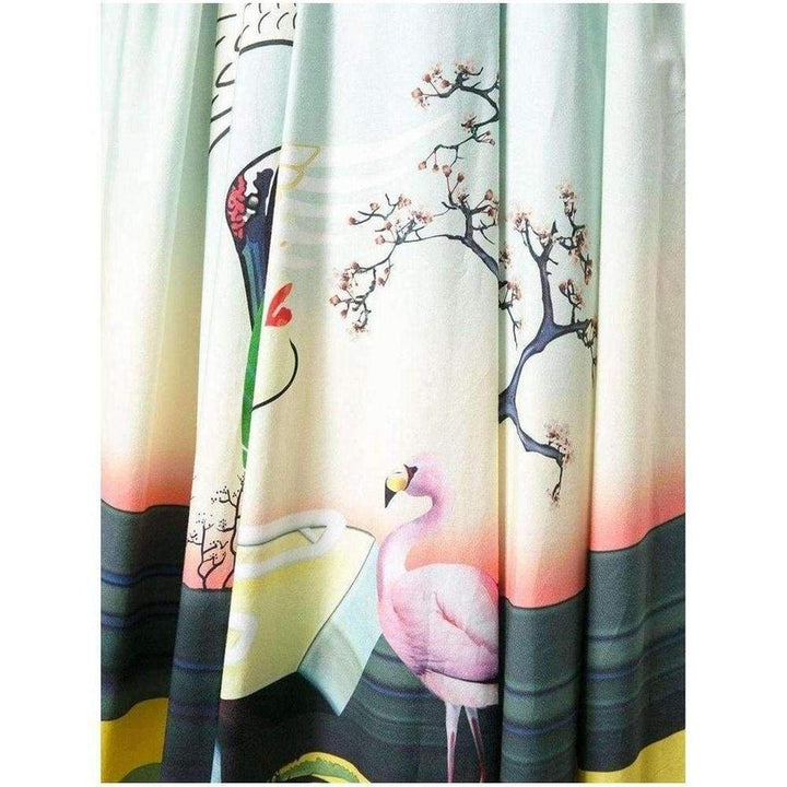 Flamingo Print Cotton Skirt