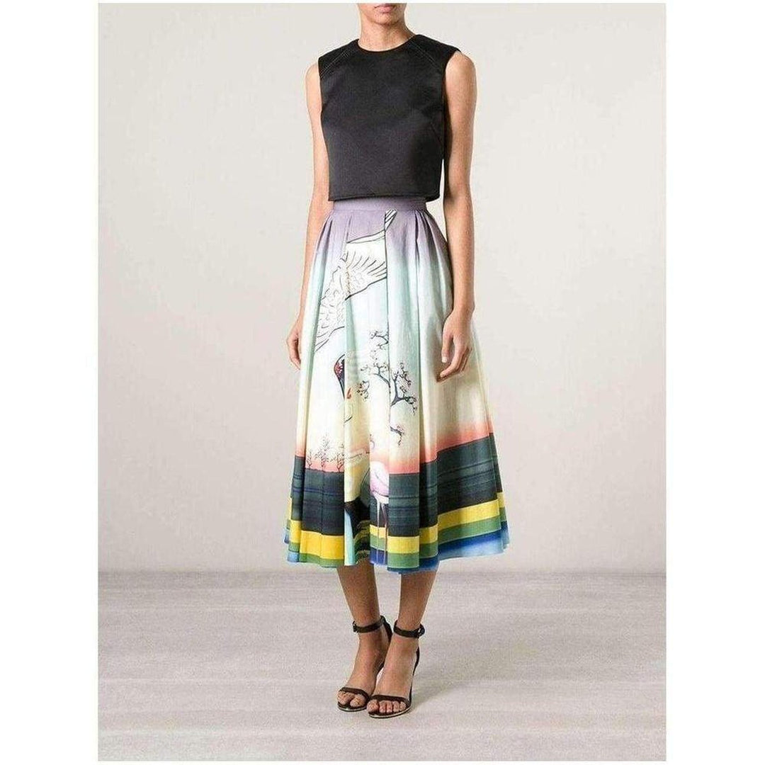 Flamingo Print Cotton Skirt