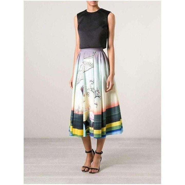 Flamingo Print Cotton Skirt