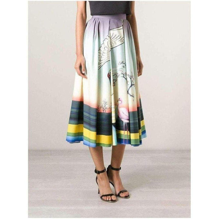 Flamingo Print Cotton Skirt