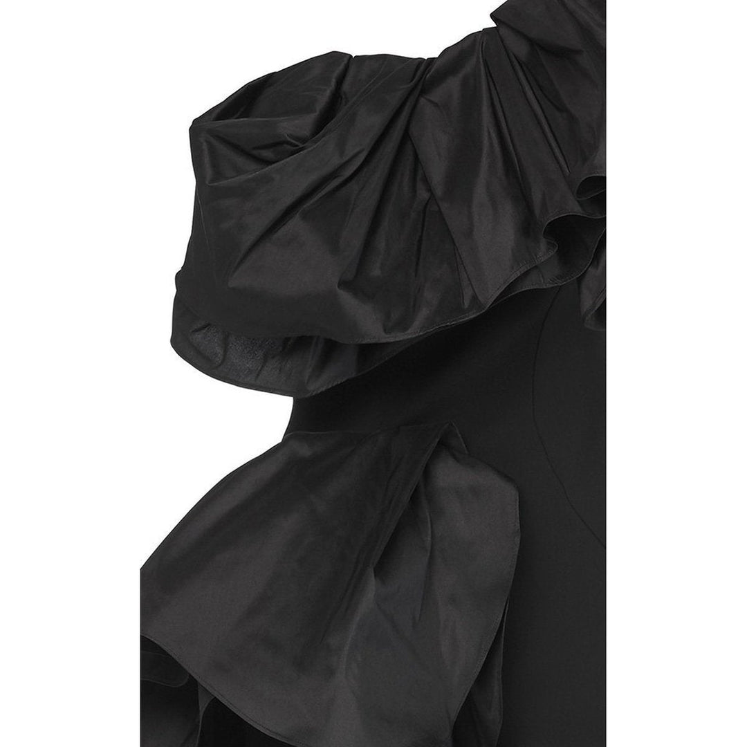Attentive Ruffle Crepe Midi Dress