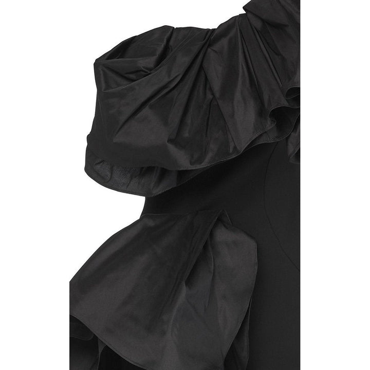Attentive Ruffle Crepe Midi Dress