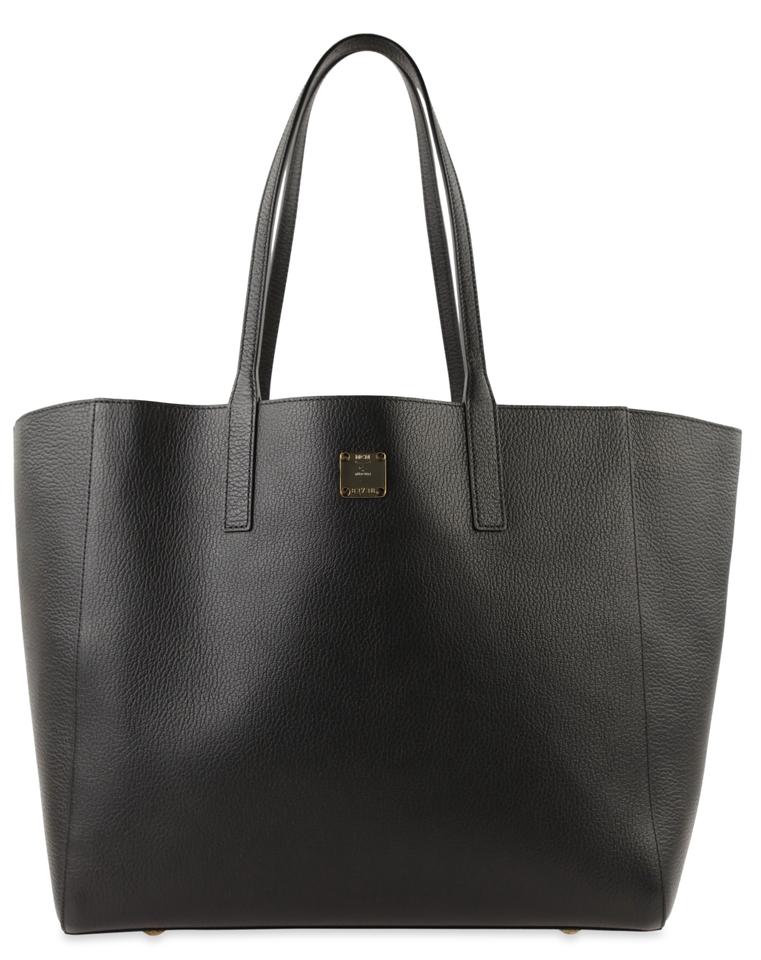 MCM Medium Reversible Shopper Gold Black Leather Tote