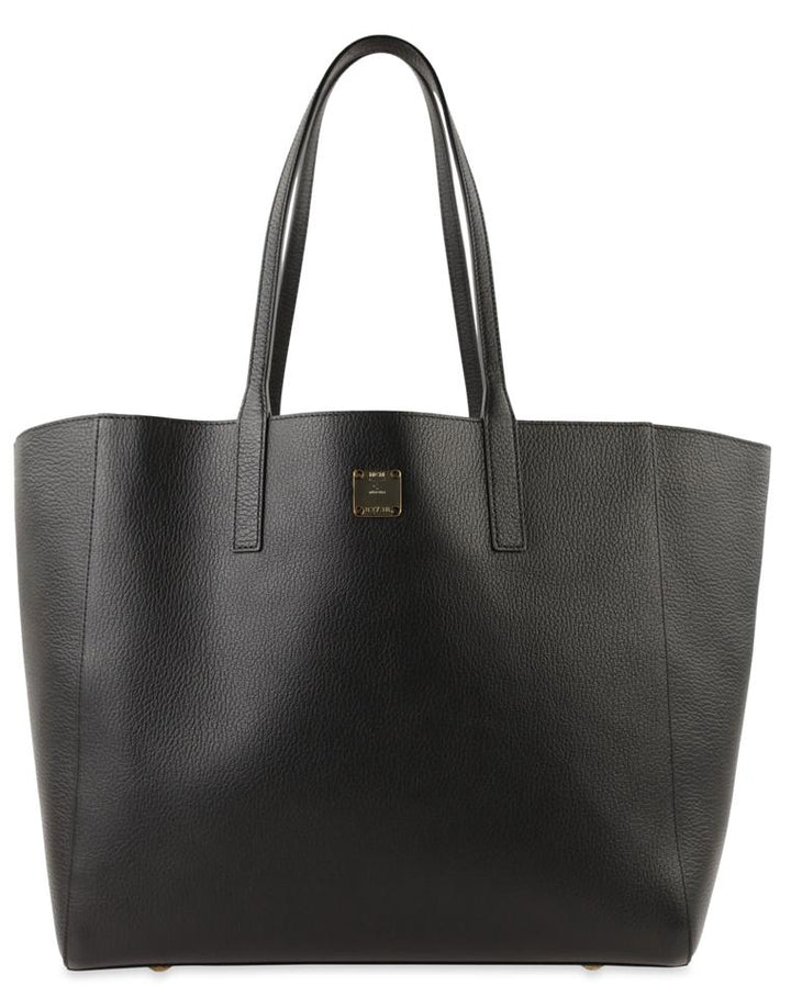MCM Medium Reversible Shopper Gold Black Leather Tote