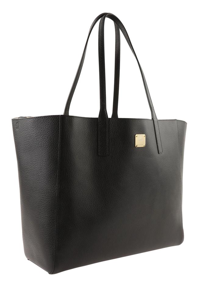 MCM Medium Reversible Shopper Gold Black Leather Tote
