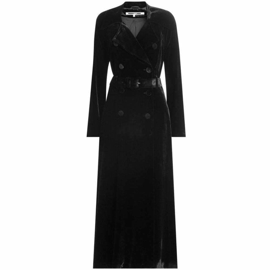 McQ - Alexander McQueen-Black Silk Blend Velvet Trench Coat - Runway Catalog