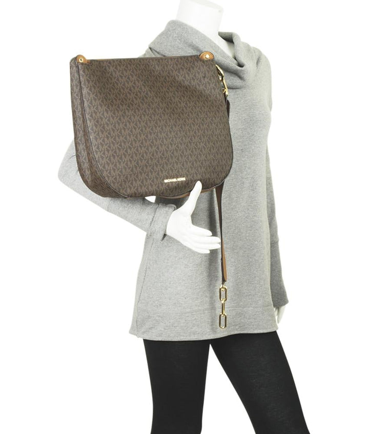 Michael Kors Large Fulton Brown Monogram Coated Canvas Hobo