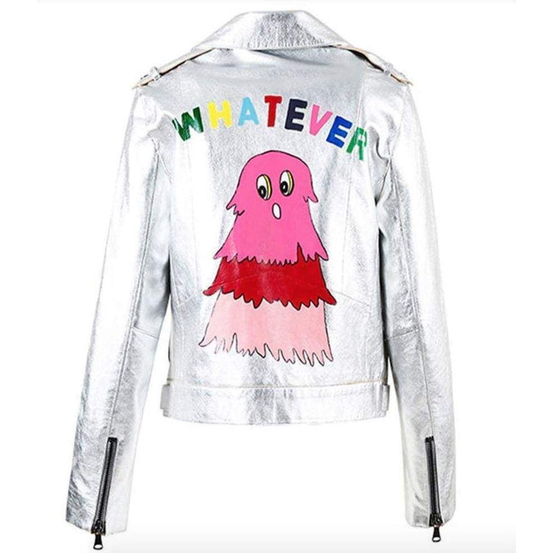 Mira Mikati Hand-Painted Metallic Leather Jacket