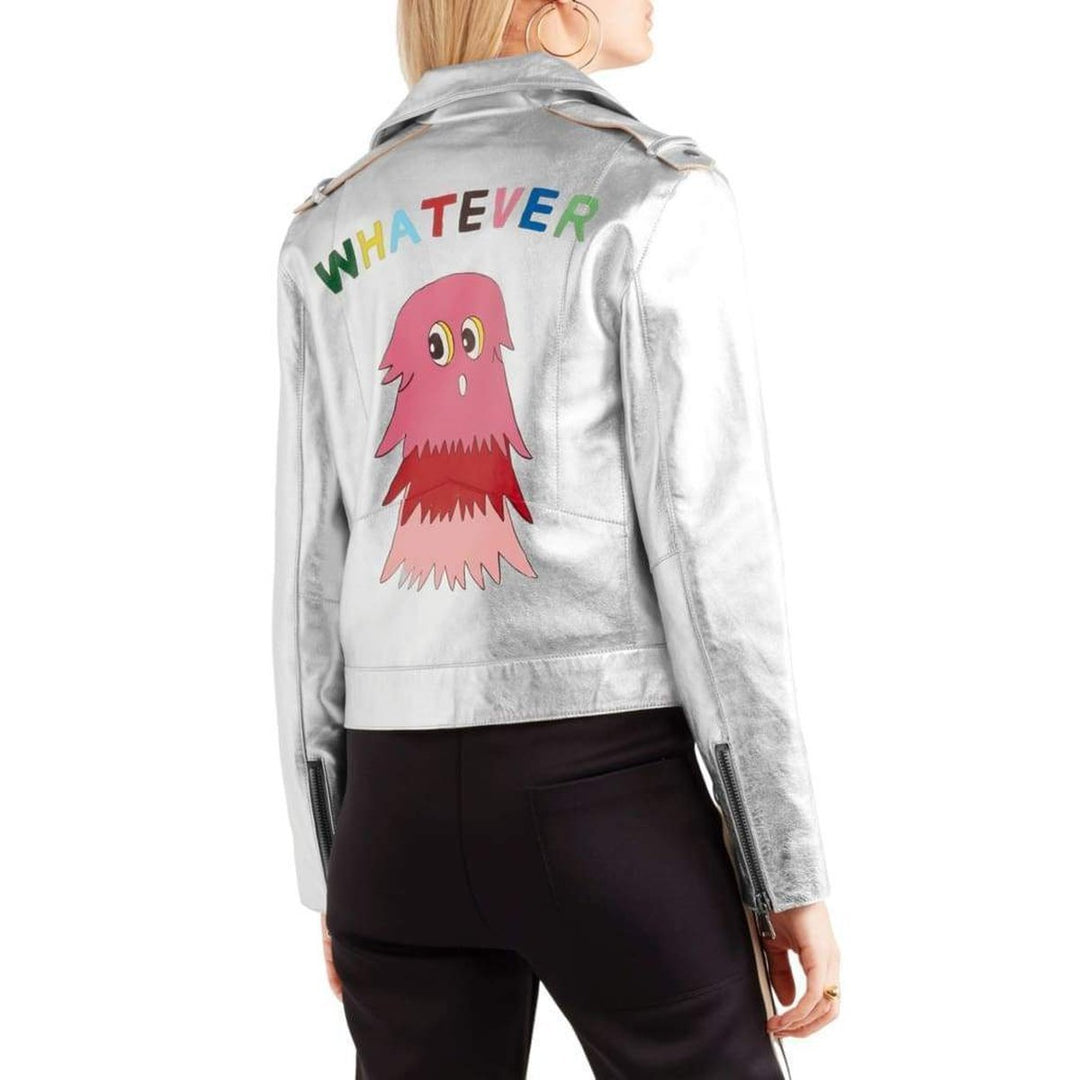 Mira Mikati Hand-Painted Metallic Leather Jacket