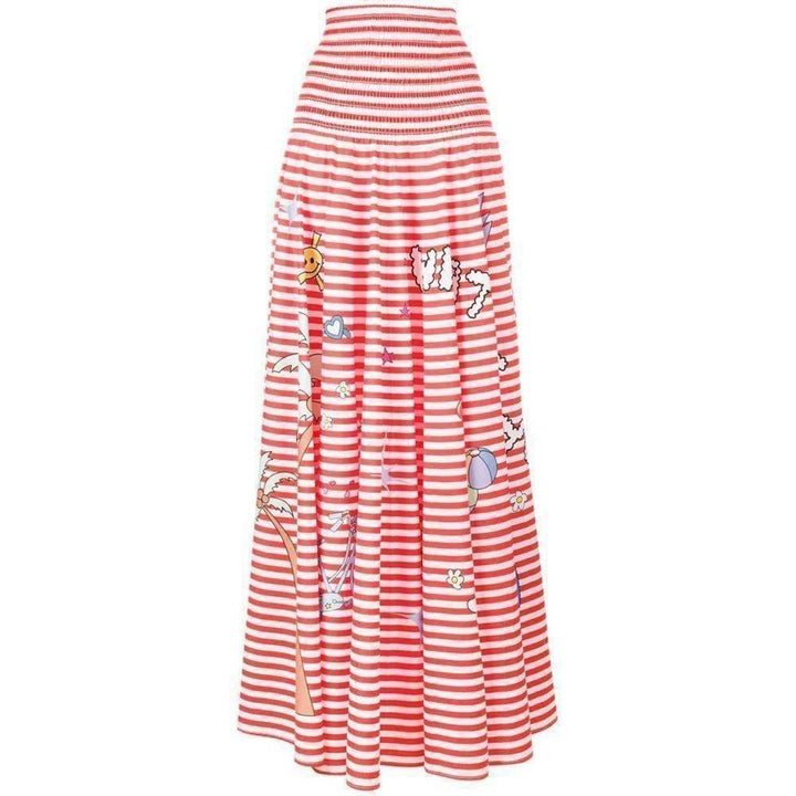 Mira Mikati-Mira Mikati Red White Stripe Cotton Skirt Dress - Runway Catalog