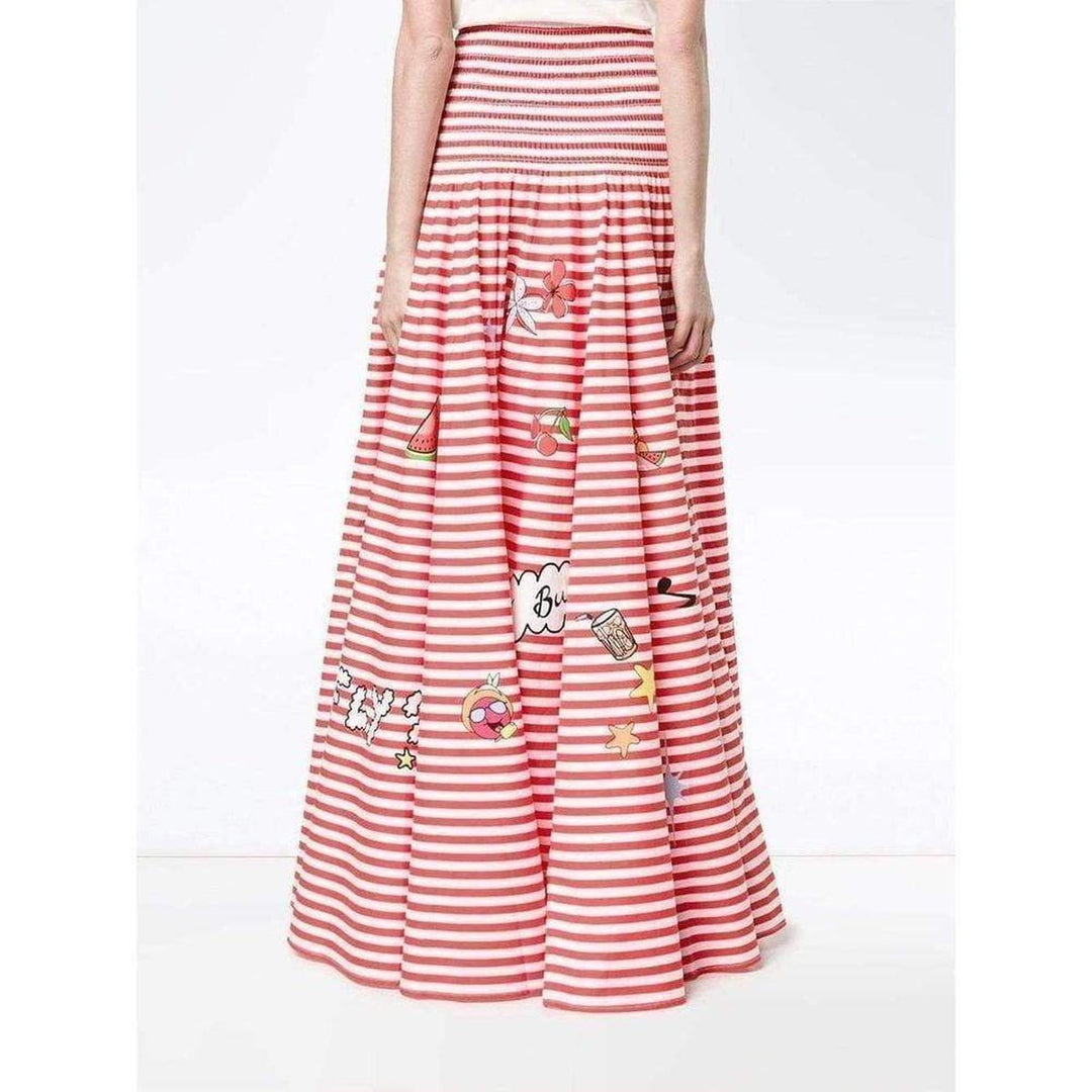 Mira Mikati Red White Stripe Cotton Skirt Dress