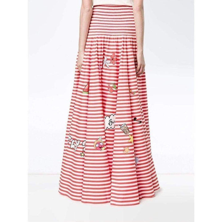 Mira Mikati Red White Stripe Cotton Skirt Dress