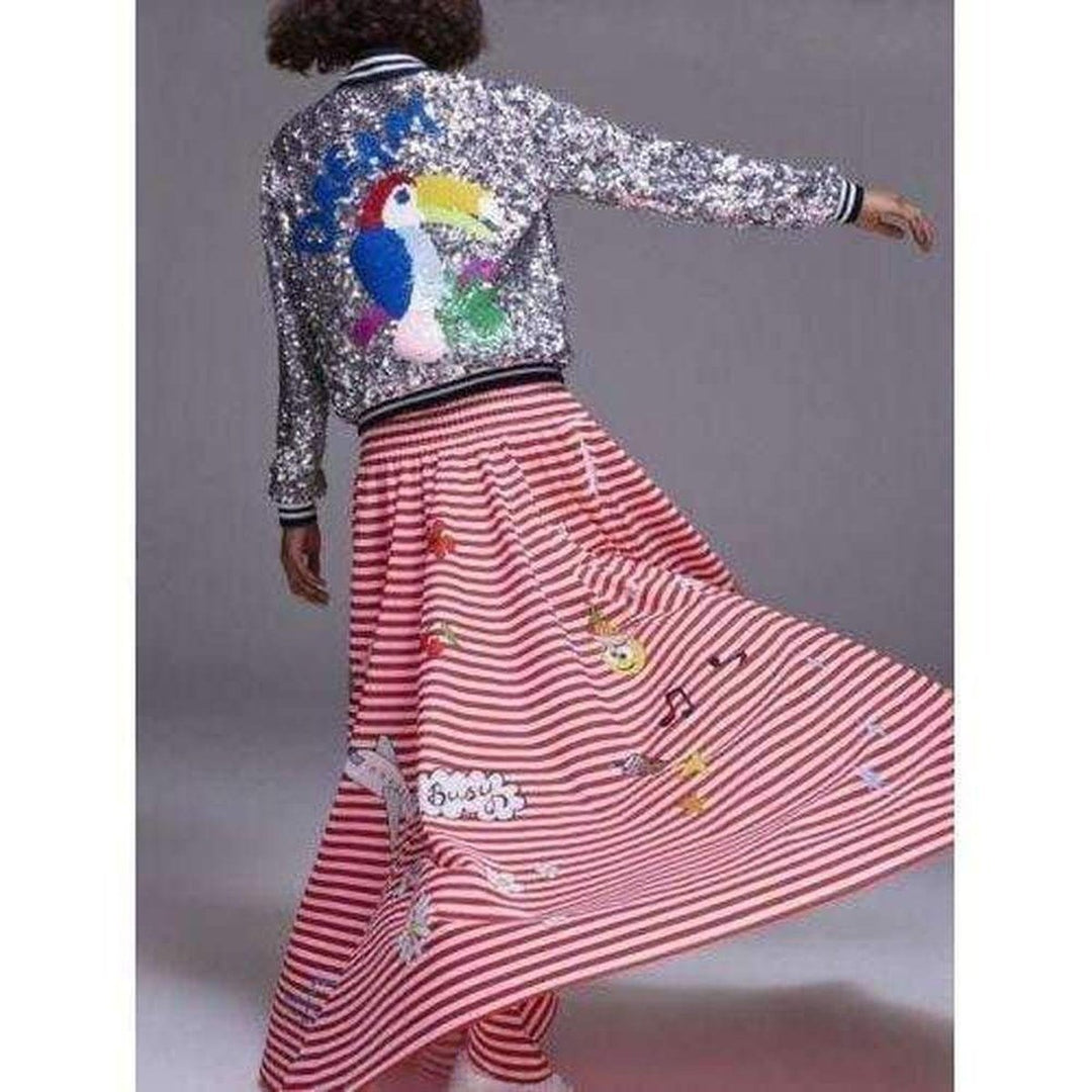 Mira Mikati Red White Stripe Cotton Skirt Dress