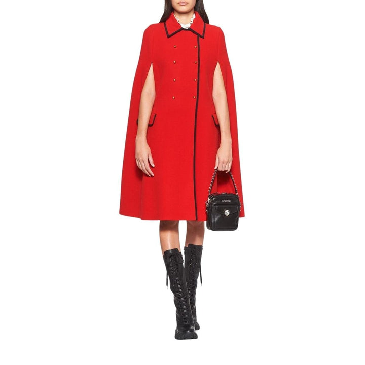 Double-Breasted Wool Knit Cape
