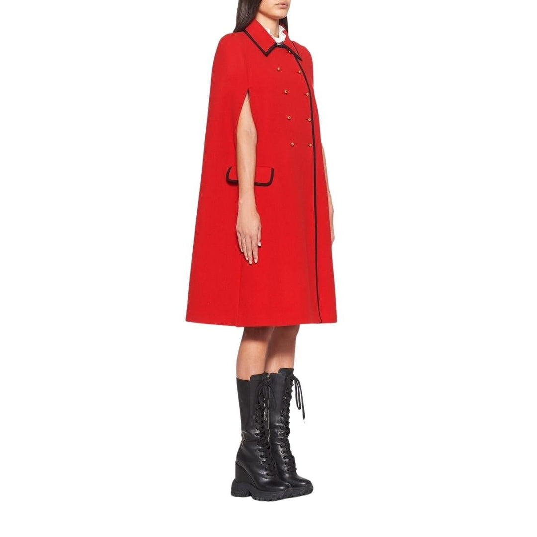 Double-Breasted Wool Knit Cape