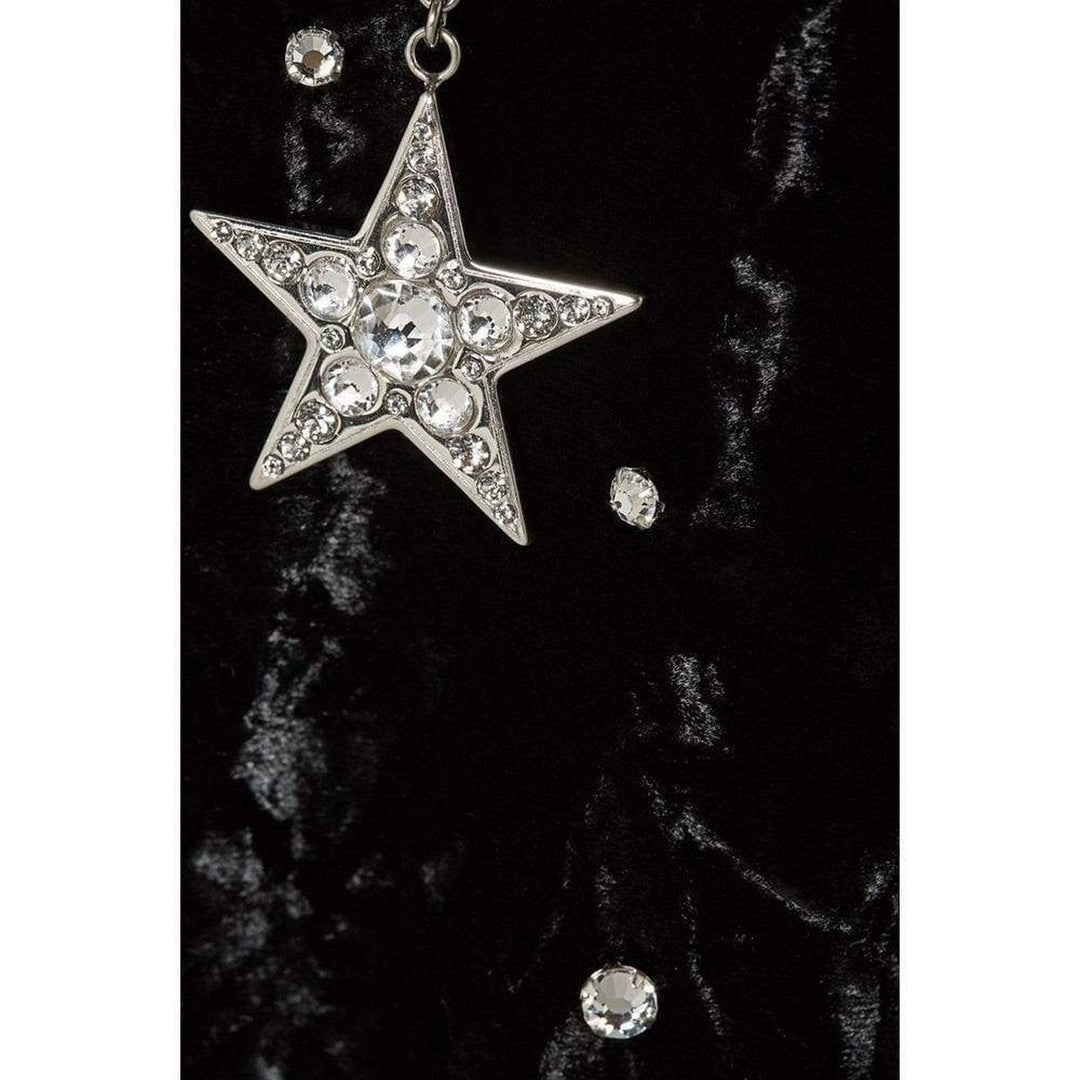 Black Crystal-embellished Open-back Velvet Dress
