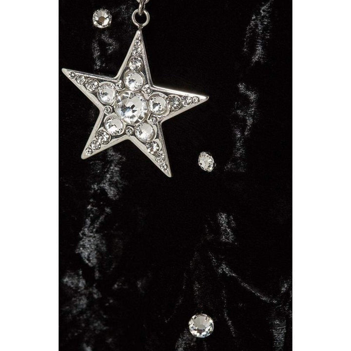 Black Crystal-embellished Open-back Velvet Dress
