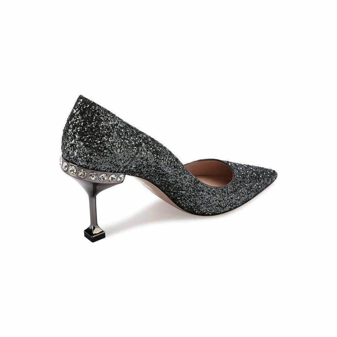 Sparkly Silver Glitter High Heel Pump