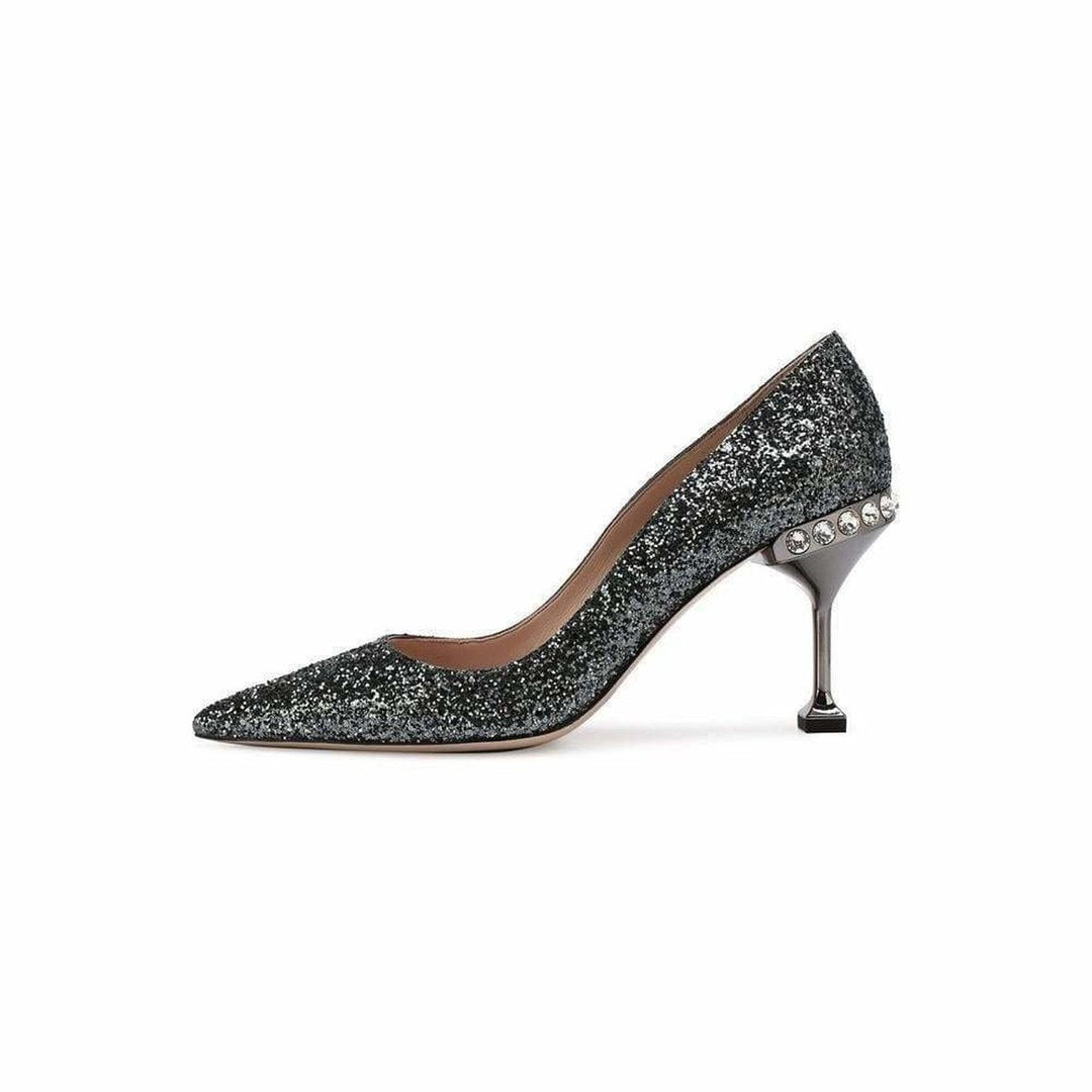 Sparkly Silver Glitter High Heel Pump