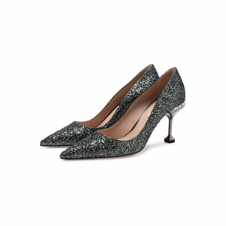 Sparkly Silver Glitter High Heel Pump