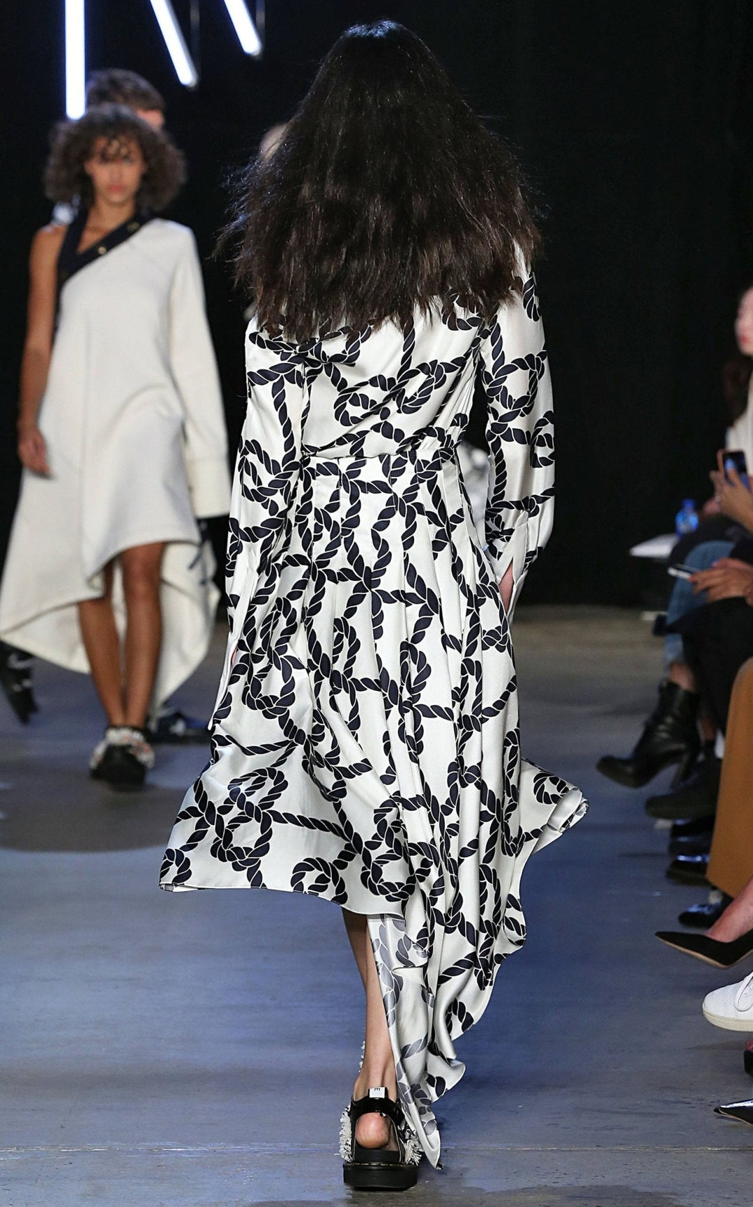 Rope Print Pleated Skirt-Shirt Dress
