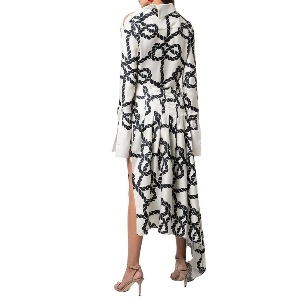 Rope Print Pleated Skirt-Shirt Dress