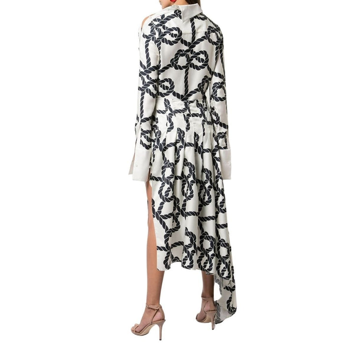 Rope Print Pleated Skirt-Shirt Dress