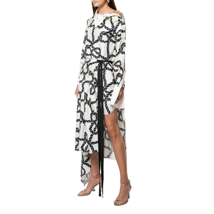 Rope Print Pleated Skirt-Shirt Dress