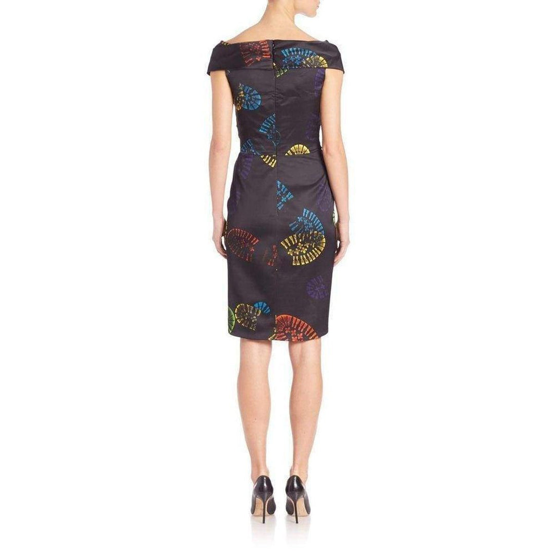 Black Off-shoulder Shoe Print Wrap Dress