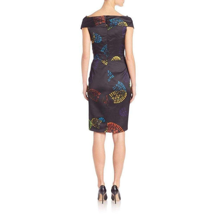 Black Off-shoulder Shoe Print Wrap Dress