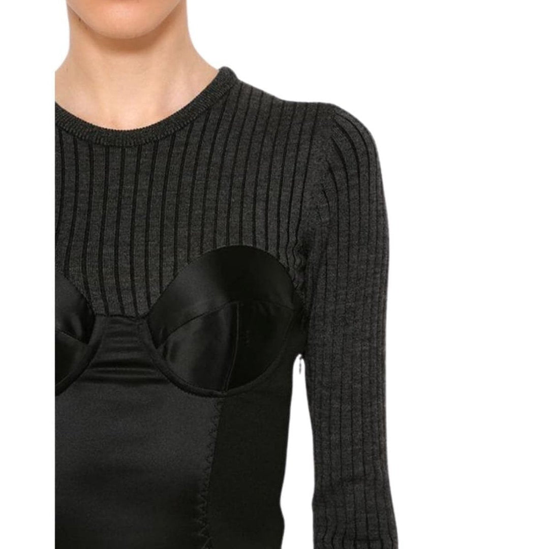 Couture Bustier Knitted and Satin Dress