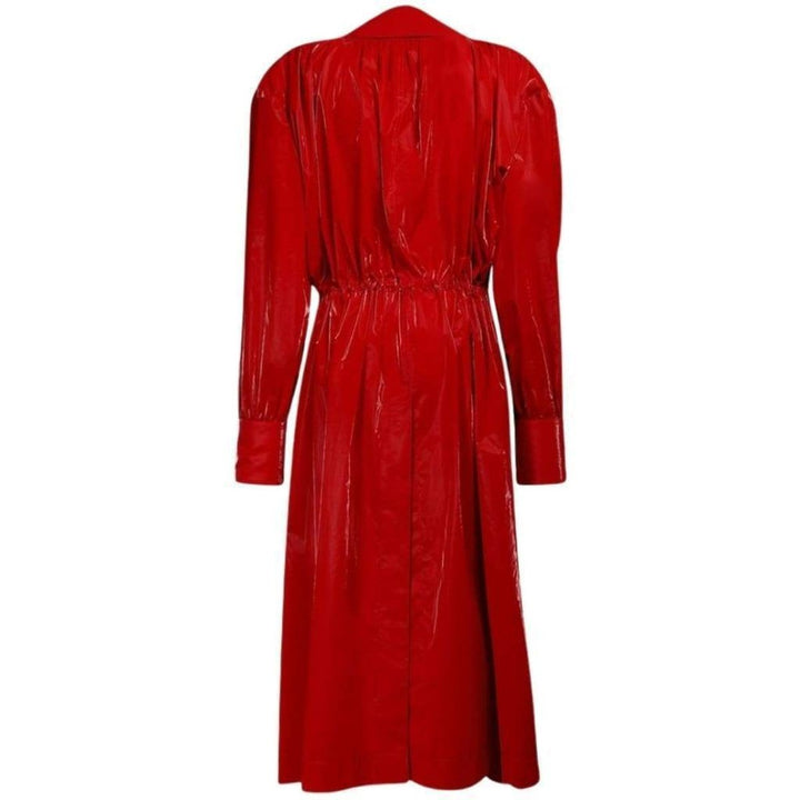 Belted Glossy Red Trench Coat