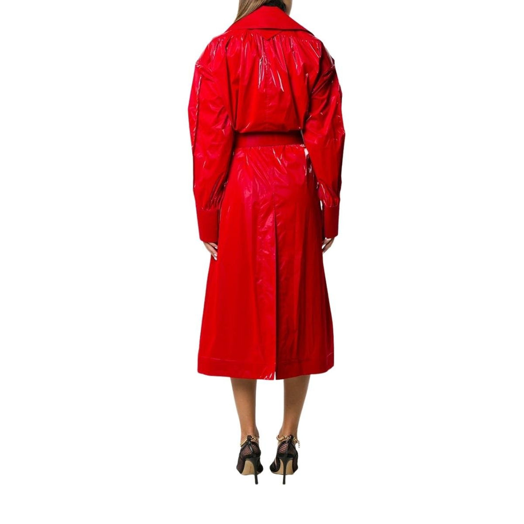 Belted Glossy Red Trench Coat