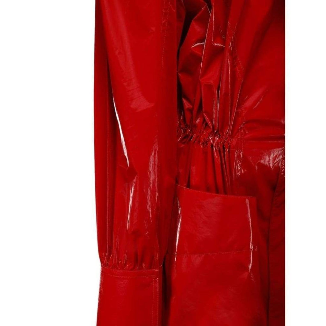 Belted Glossy Red Trench Coat