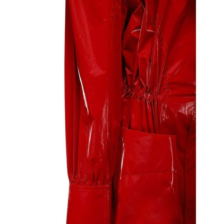 Belted Glossy Red Trench Coat