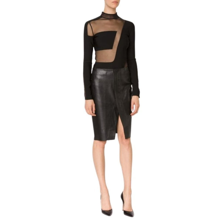 Black Sheer Panel Bodysuit