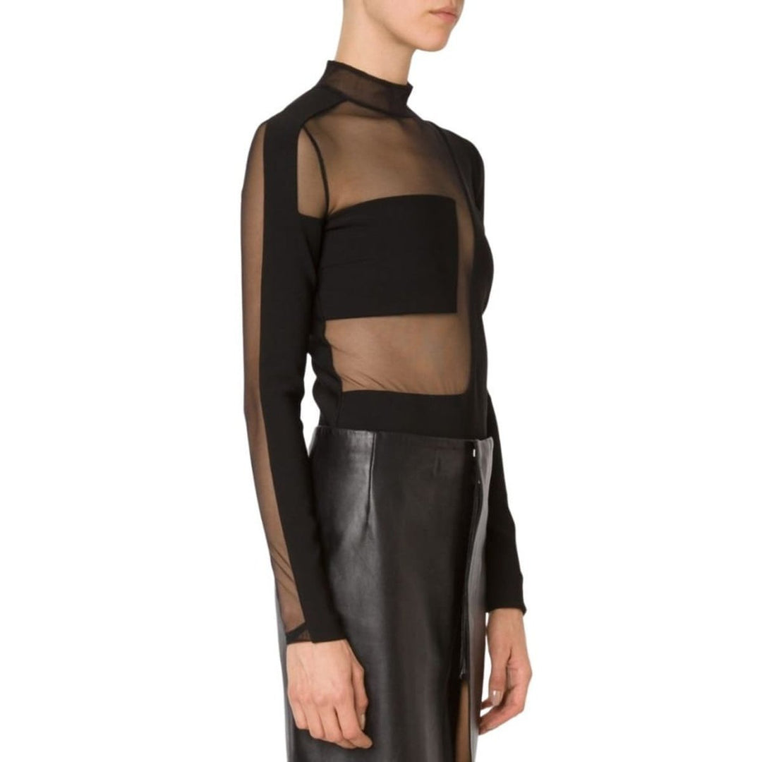 Black Sheer Panel Bodysuit