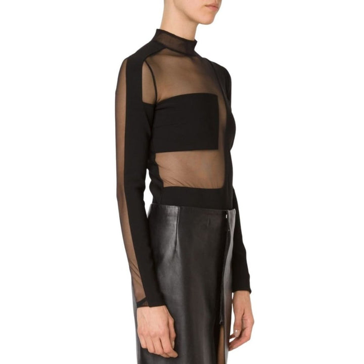 Black Sheer Panel Bodysuit