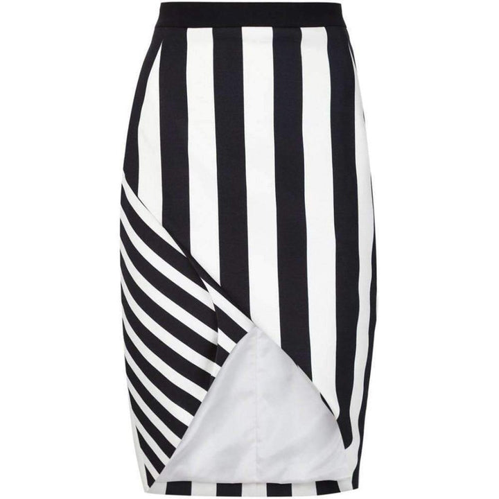 Mugler-Black Striped Stretch Crepe Skirt - Runway Catalog