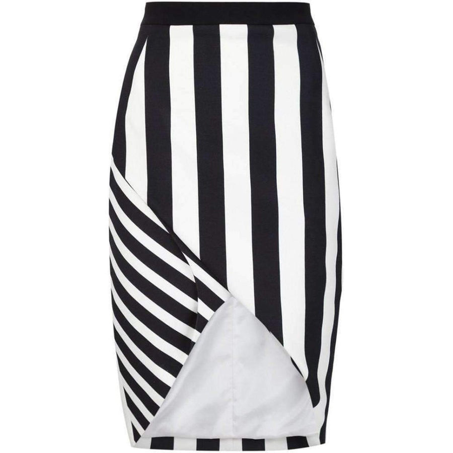 Mugler-Black Striped Stretch Crepe Skirt - Runway Catalog