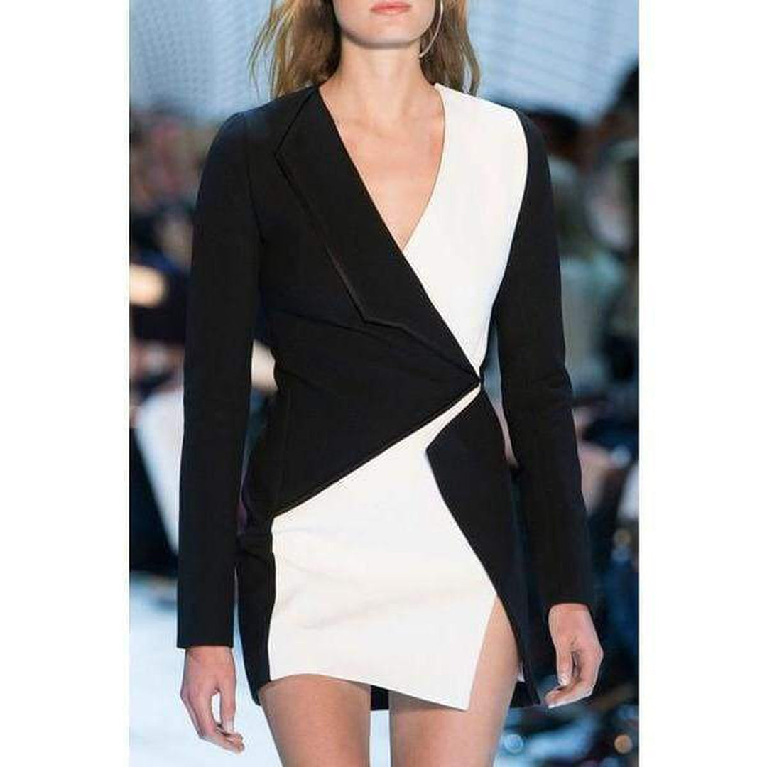 Bonded Monocrome Crepe Long Sleeve Mini Dress