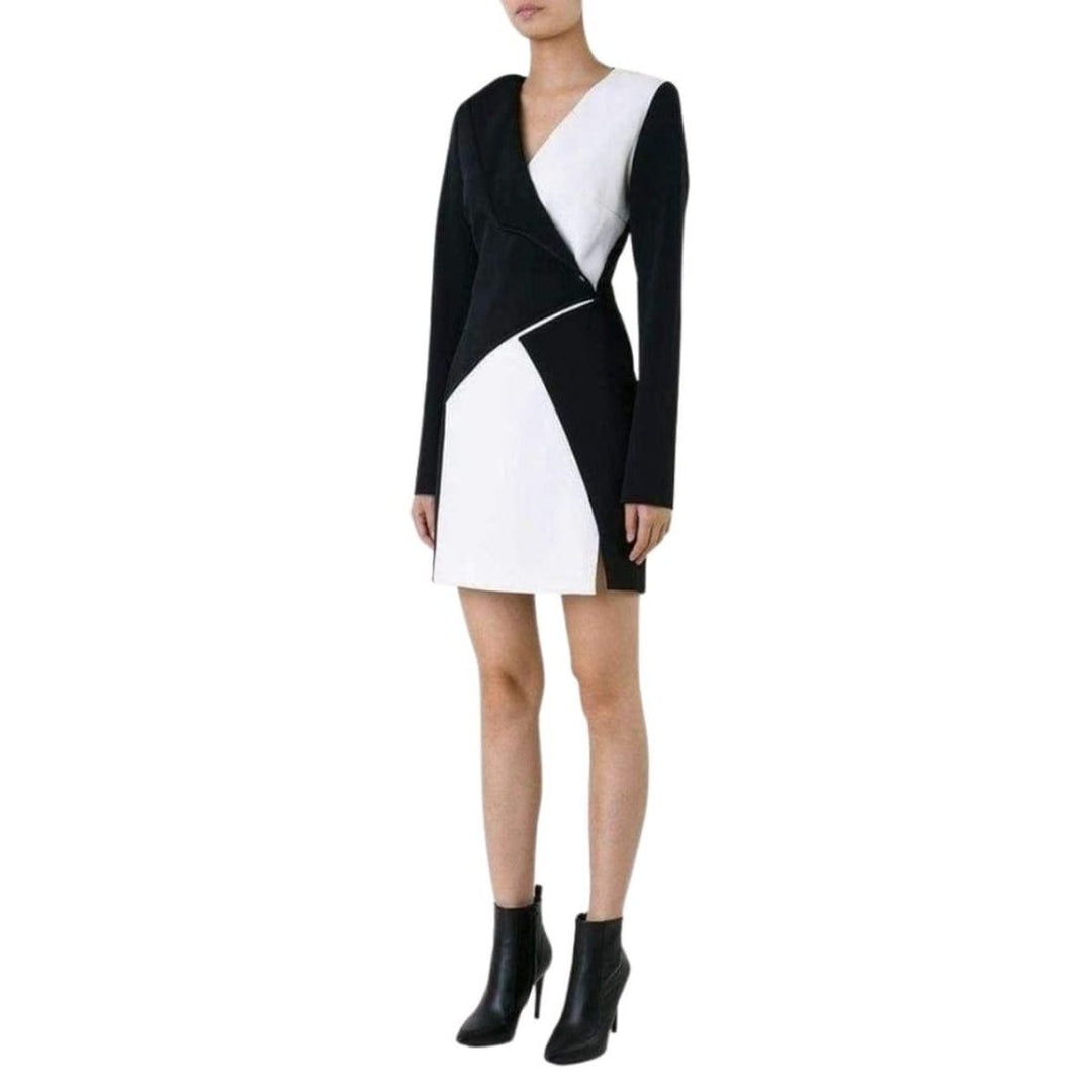 Bonded Monocrome Crepe Long Sleeve Mini Dress