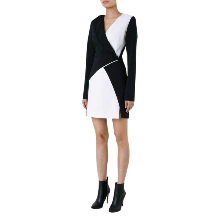 Bonded Monocrome Crepe Long Sleeve Mini Dress