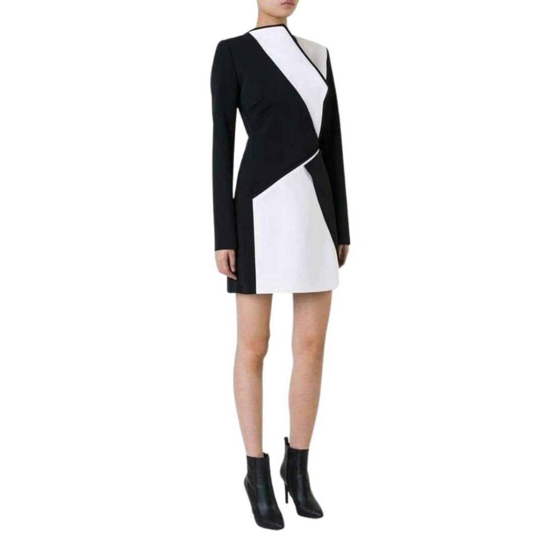 Bonded Monocrome Crepe Long Sleeve Mini Dress