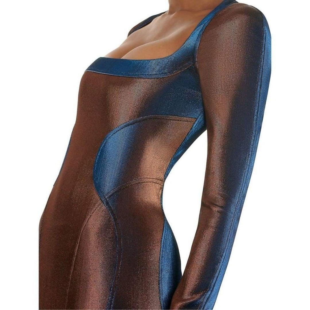 Iridescent Lurex Long sleeve Mini Dress