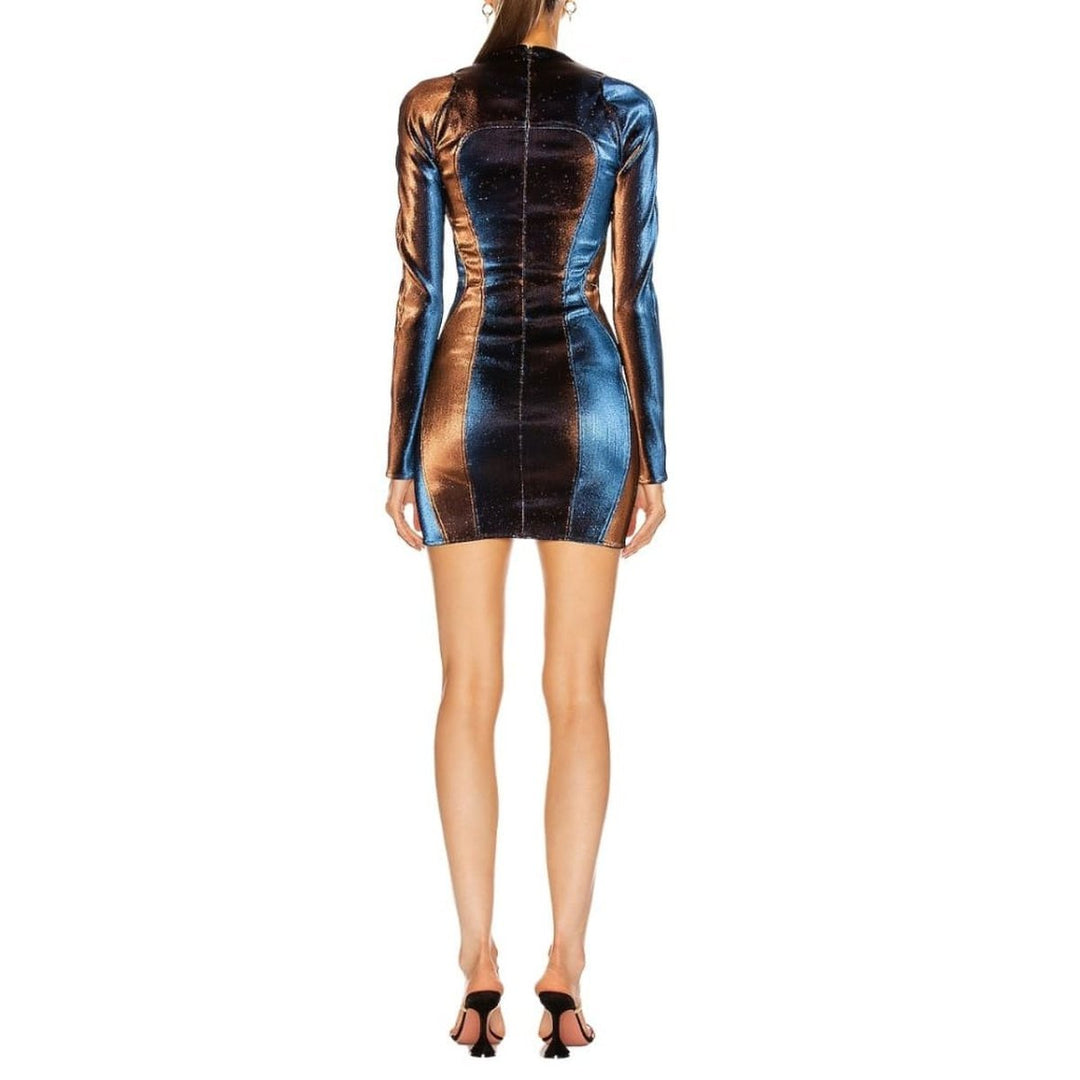 Iridescent Lurex Long sleeve Mini Dress
