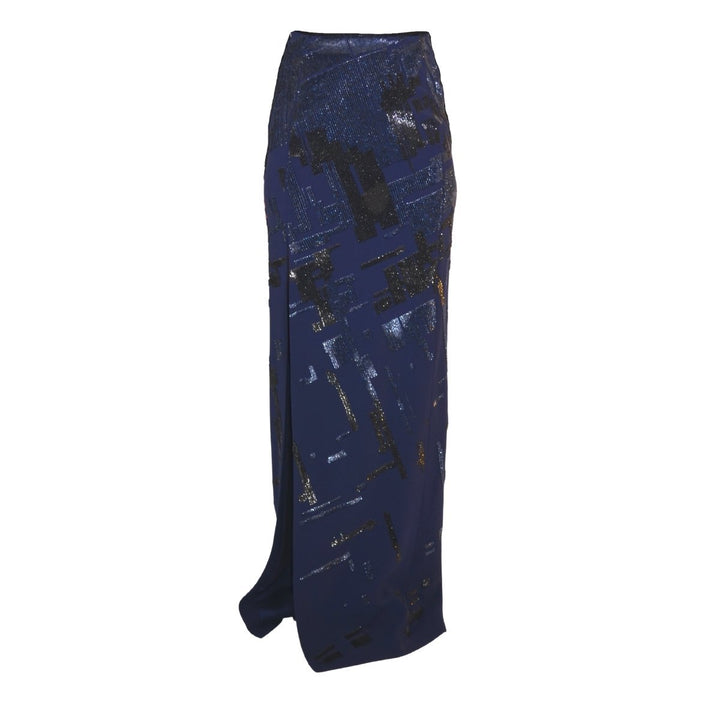 Mugler-Sequins Embellished Blue Maxi Skirt - Runway Catalog