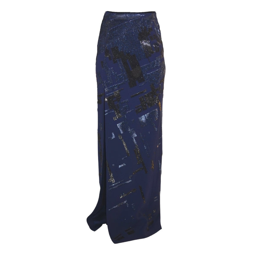 Mugler-Sequins Embellished Blue Maxi Skirt - Runway Catalog
