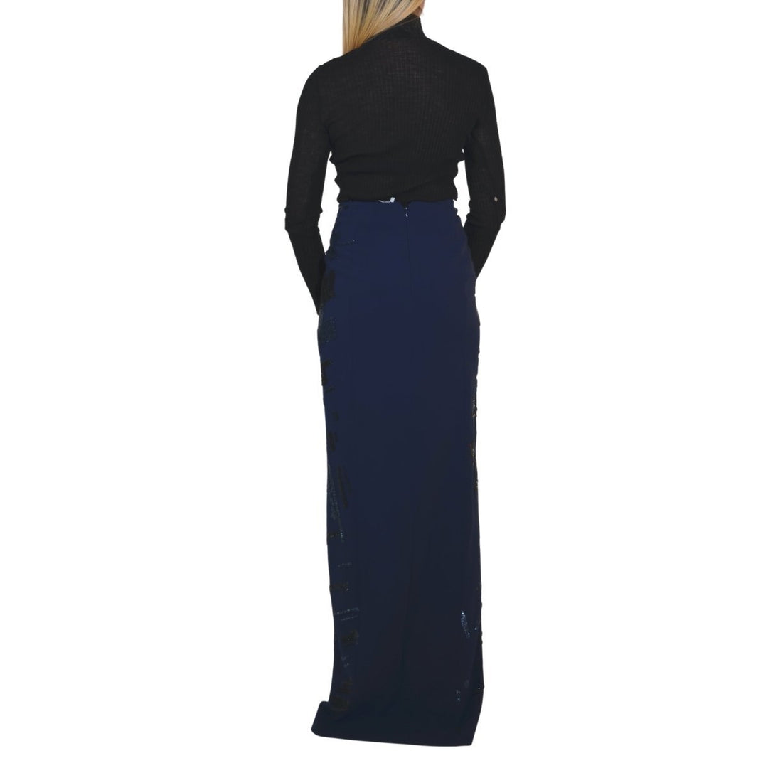 Sequins Embellished Blue Maxi Skirt